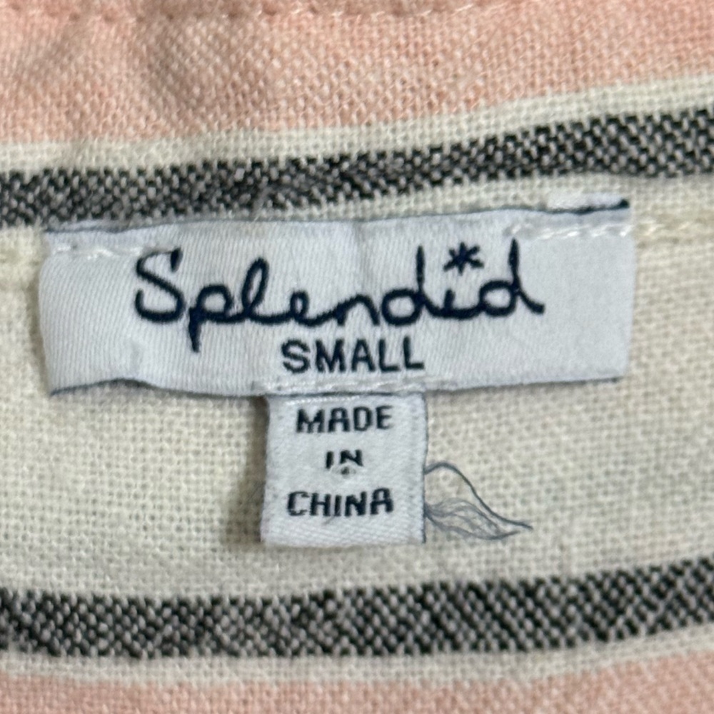 Splendid Picnic Stripe Pink Midi Linen Blend Dress Small Cottagecore Beach Boho - Picture 12 of 12